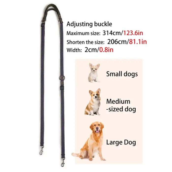 Laisse multifonctionnelle en tissu Jean pour chien, longueur réglable, mains libres, laisse à Double
