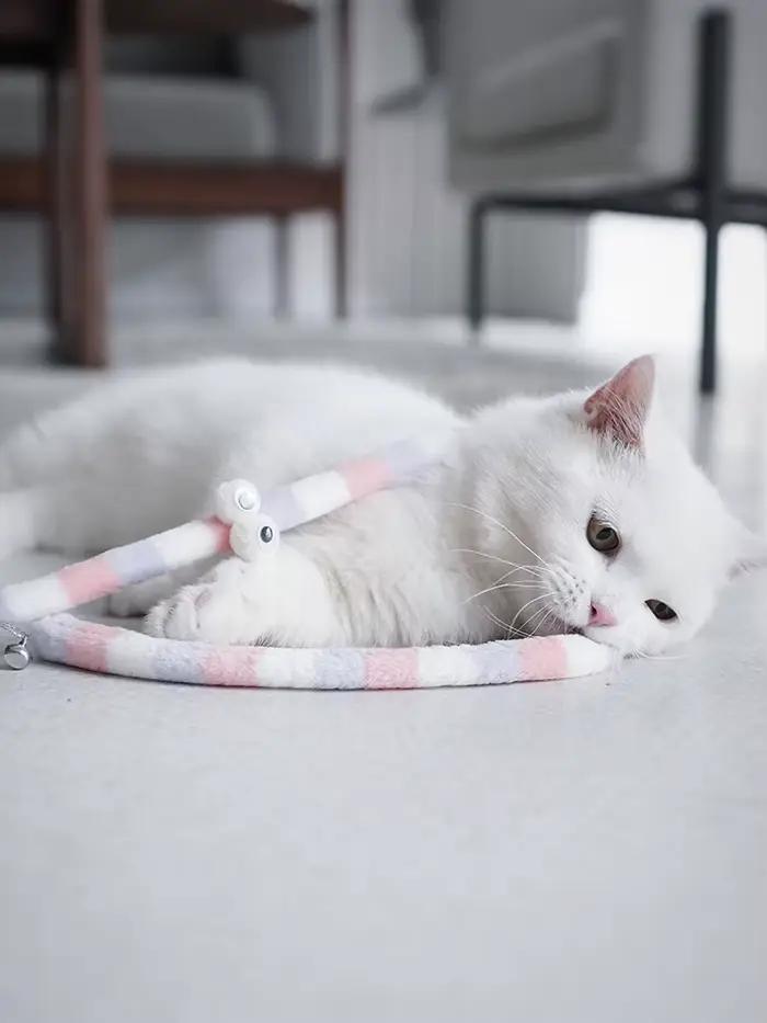 Jouet pour chat plume chat Teaser baguette chat jouet interactif drôle chenille coloré tige Teaser b
