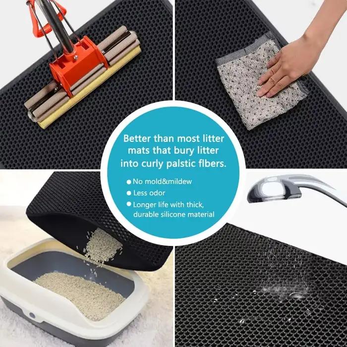 Tapis de litière pour chat avec cadeau, Double couche, imperméable, pour boîte à litière pour animau
