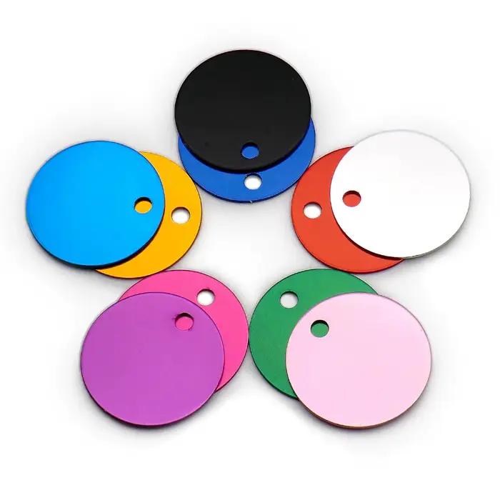 Étiquette d'identification ronde en aluminium pour chien, 100 pièces, nom personnalisé pour chiens e