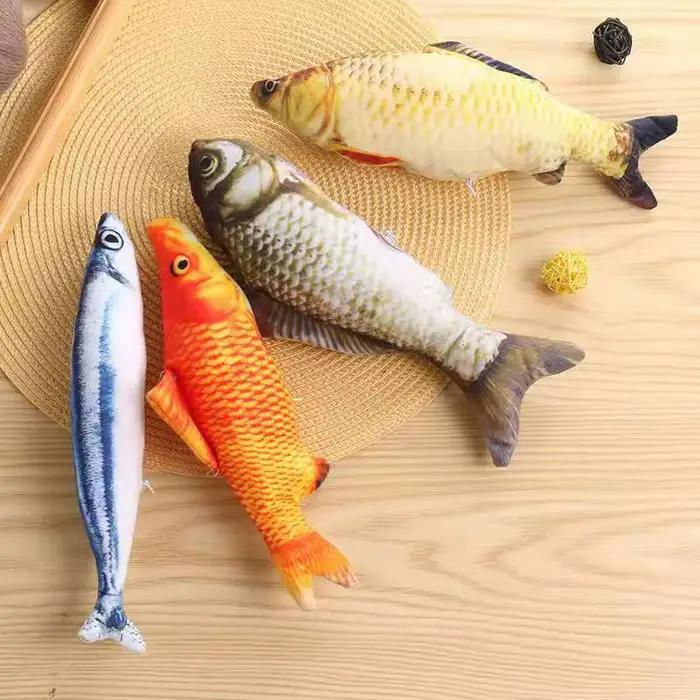 Jouet créatif pour chat, Simulation de poisson 3d, peluche douce, Anti-morsure, Interaction d'herbe