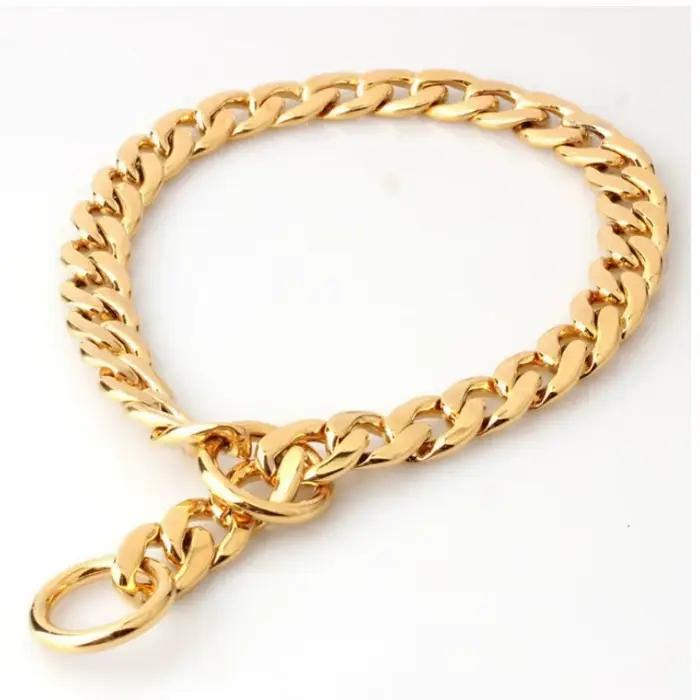 Collier de luxe pour chien, chaîne dorée pour Pitbull, Bulldog, Teddy, Bouledogue Français, collier