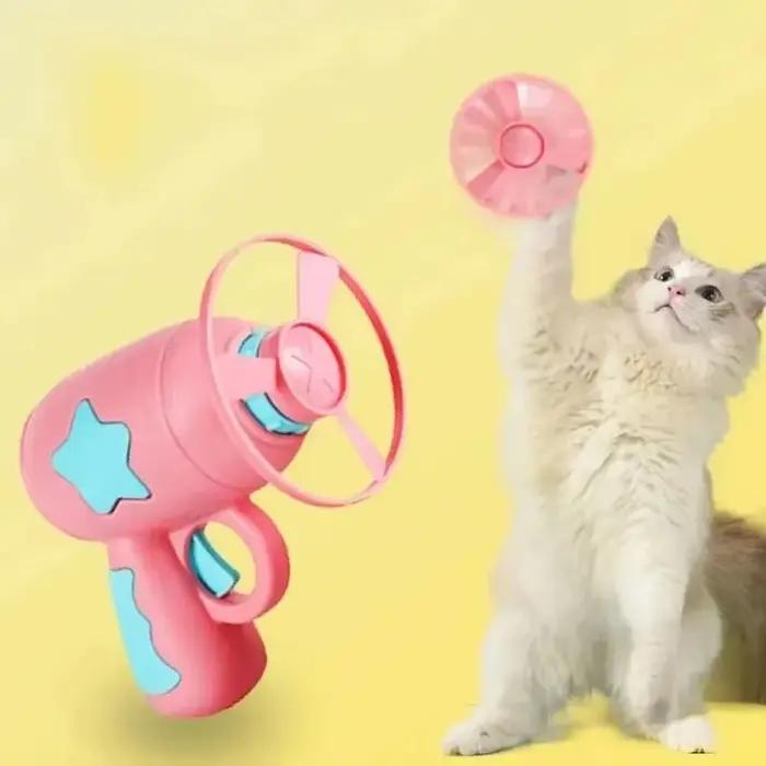 Jouet interactif amusant pour chat, lanceur de mini-frisbee pour chaton, pistolet de tir, jeux de po