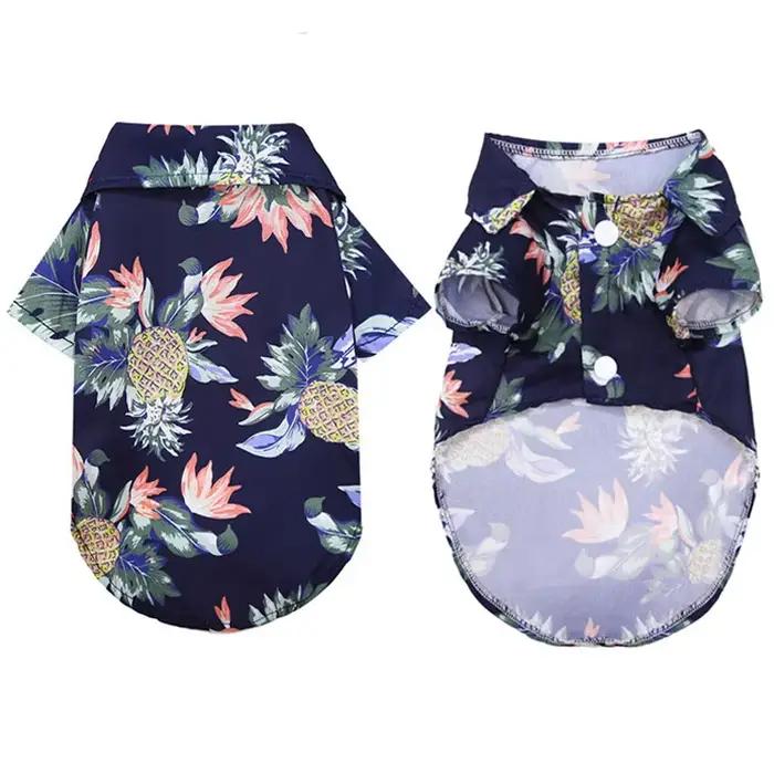 Vêtements d'été pour chiens, cocotier, ananas, fleur, imprimé chien et chat, chemise à manches court