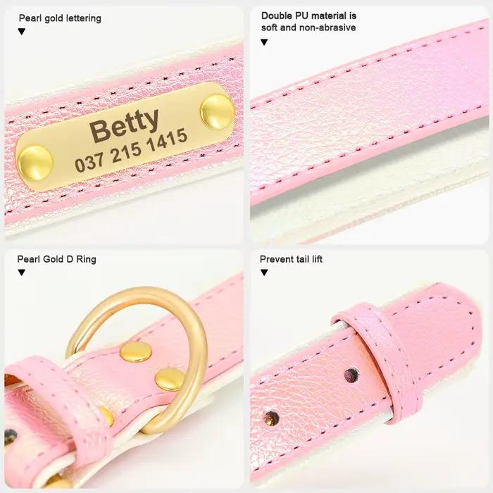 Collier de chien en cuir PU personnalisé colliers de chien chiot doux gravé collier de nom de chat d