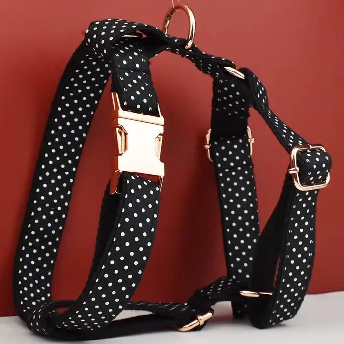 Collier, laisse et harnais pour chien en polyester imprimé par sublimation avec logo personnalisé, a