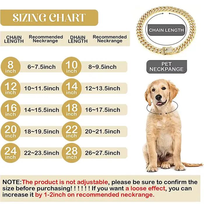 Collier de luxe en chaîne dorée pour chien, collier pour chiot, accessoires de bijoux en cristal, li
