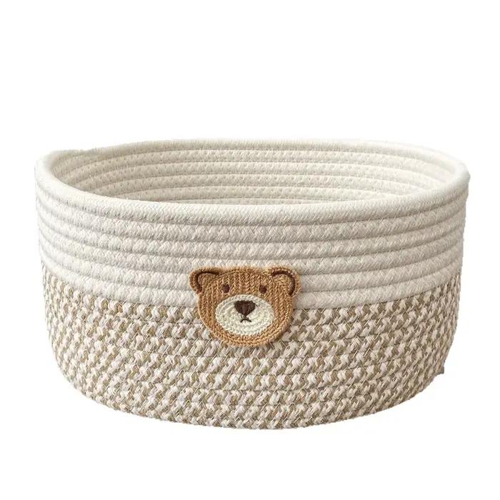 Panier de rangement en tissu motif ours mignon