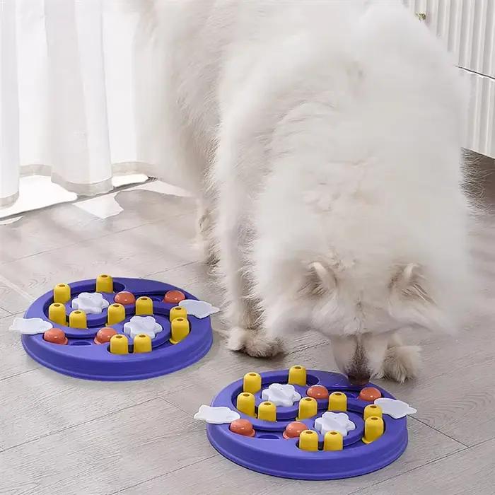AA81-Puppy IQ distributeur de nourriture manger lente bol antidérapant animal de compagnie chat chiens jeu d'entraînement chien Puzzle mangeoire lente interactive