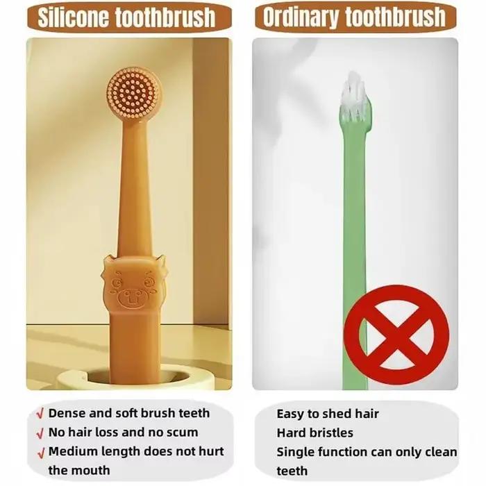 Brosse à dents en silicone souple pour chiens et chats