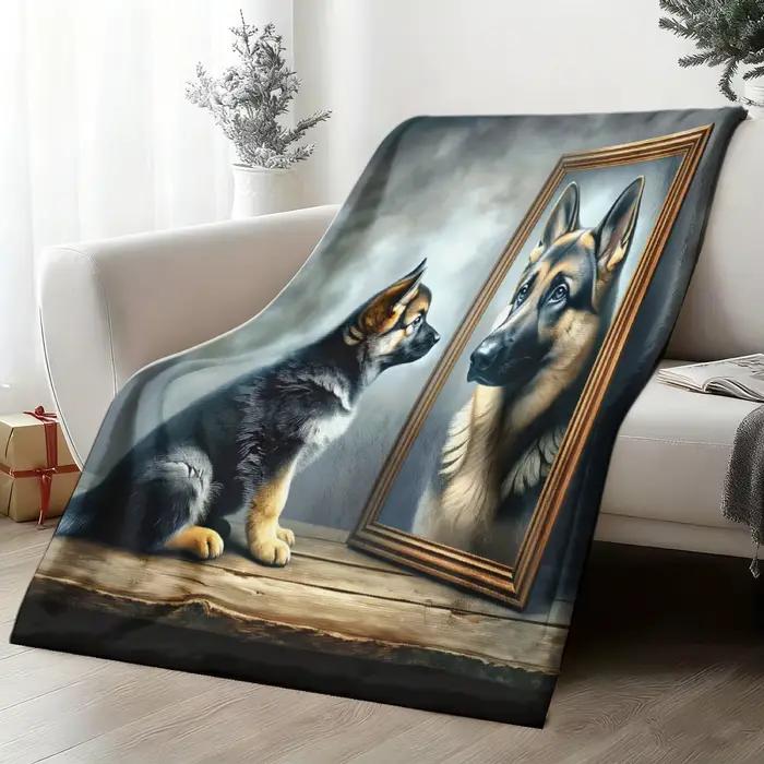 Couverture décorative à motif artistique de chien berger allemand pour canapé
