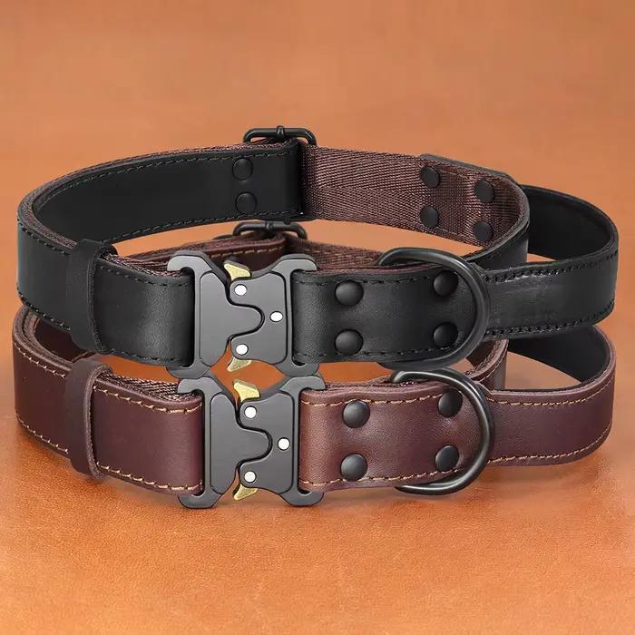 Collier de chien en cuir véritable souple