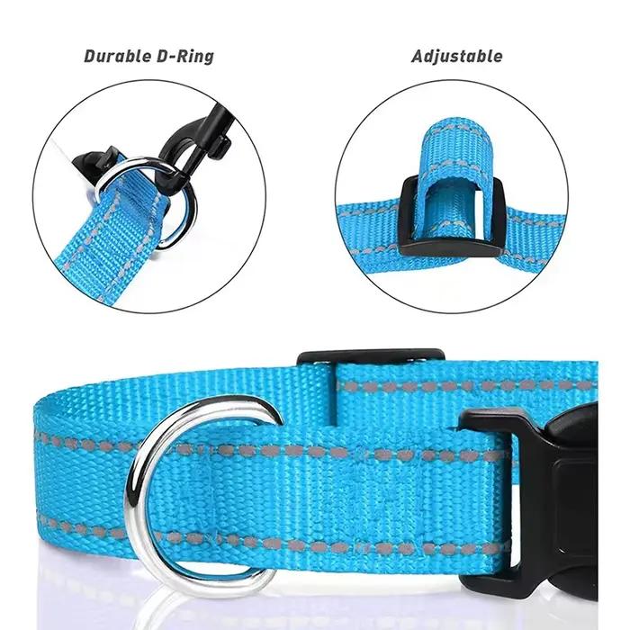 Collier réfléchissant réglable en nylon pour chiens et chats