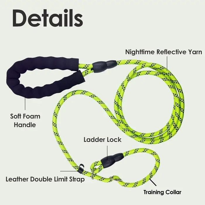 Laisse de dressage pour chien en corde tressée robuste de 1