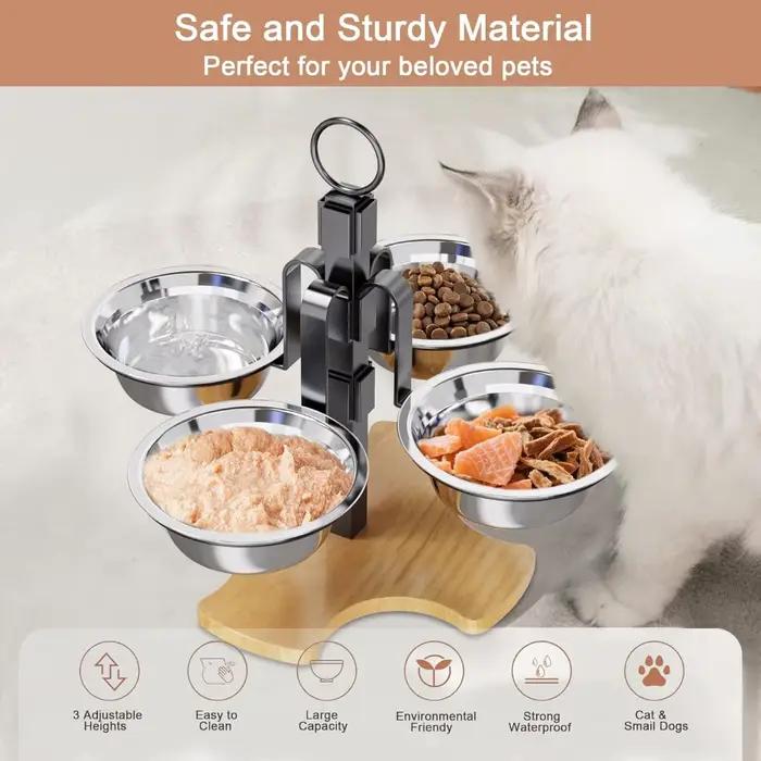 Ensemble d'alimentation et de boissons à hauteur réglable pour chiens et chats