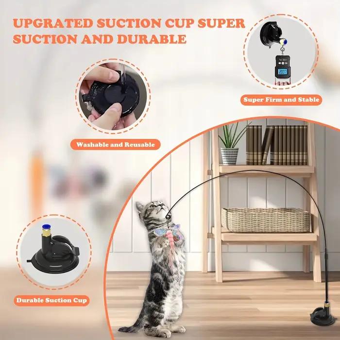 Jouet teaser pour chat avec cloche interactive et baguette en plumes