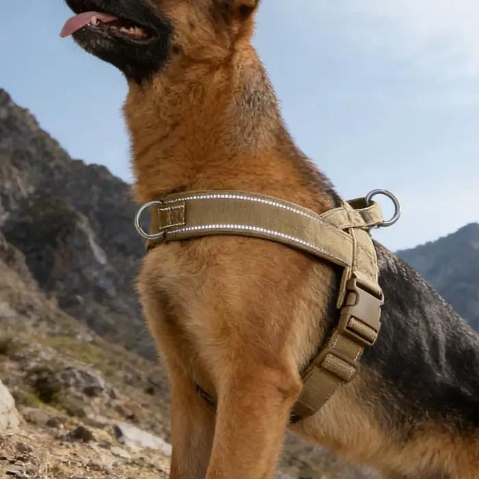 Harnais tactique anti-traction pour chien de grande race : Gilet robuste avec bande réfléchissante