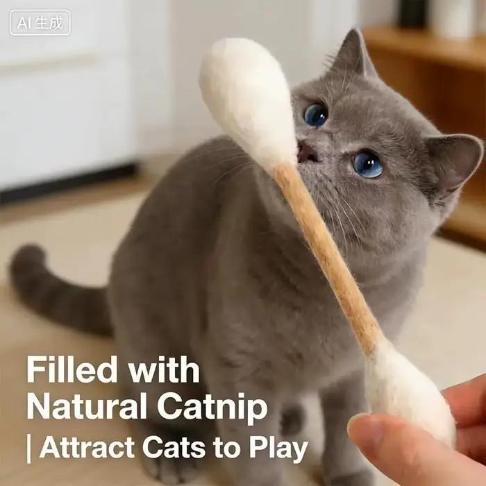 Bâtonnets de coton pour chat avec herbe à chat
