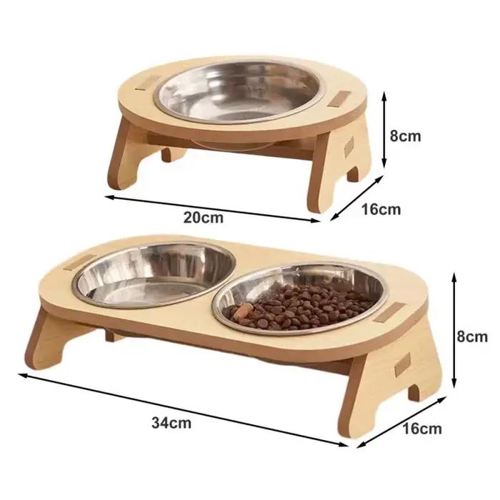 Bols surélevés en bois pour chiens avec support réglable surélevé pour chiots et chats