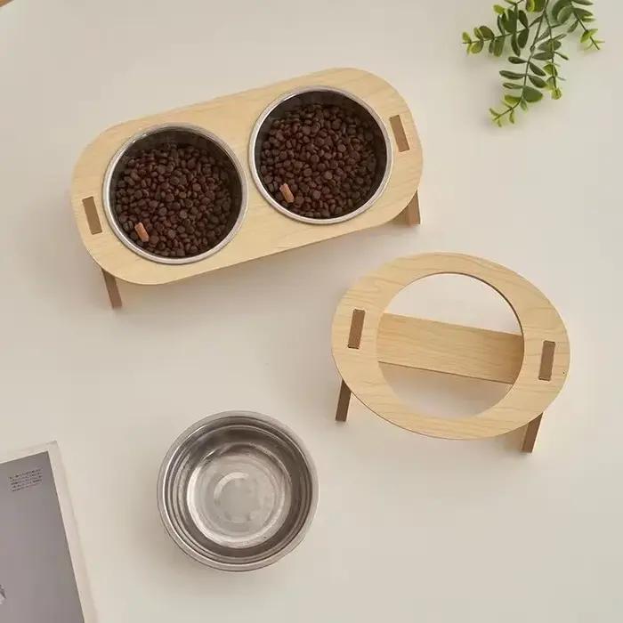 Bols surélevés en bois pour chiens avec support réglable surélevé pour chiots et chats