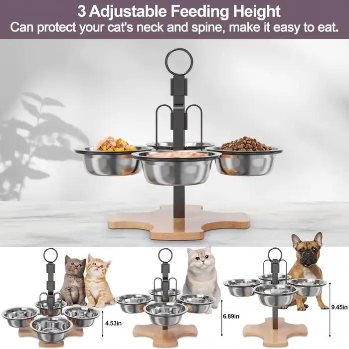 Ensemble d'alimentation et de boissons à hauteur réglable pour chiens et chats