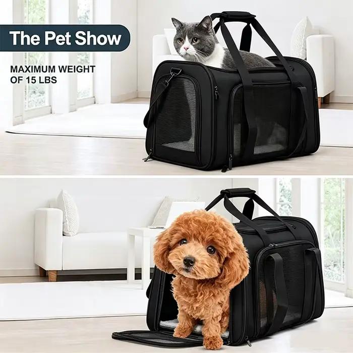 Sac à dos de transport pour animaux de compagnie approuvé par les compagnies aériennes, sac de voyage souple pour petits chiens et chats, léger et portable pour le transport de chats