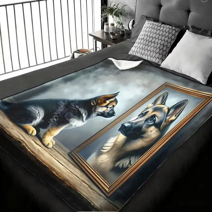 Couverture décorative à motif artistique de chien berger allemand pour canapé