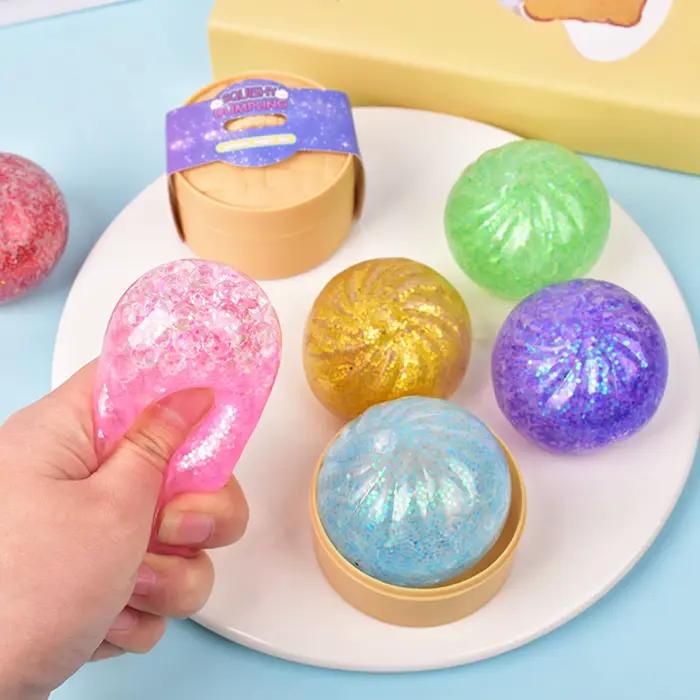 Jouet à presser scintillant à remontée lente, boule anti-stress douce et moelleuse en forme de boulette, jouet sensoriel anti-anxiété, cadeau fantaisie pour enfants
