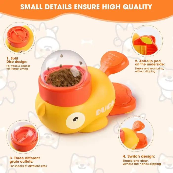 Distributeur de friandises pour animaux de compagnie en forme de canard jaune, jouets interactifs de puzzle, bol pour chien à alimentation lente, soulage l'ennui et favorise une digestion saine