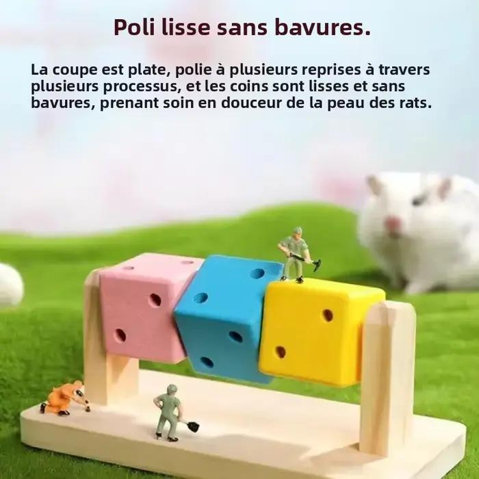 Jouet à mâcher interactif en bois coloré en forme de cube Rubik