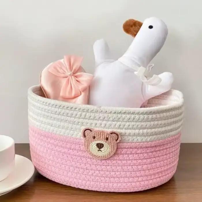 Panier de rangement en tissu motif ours mignon