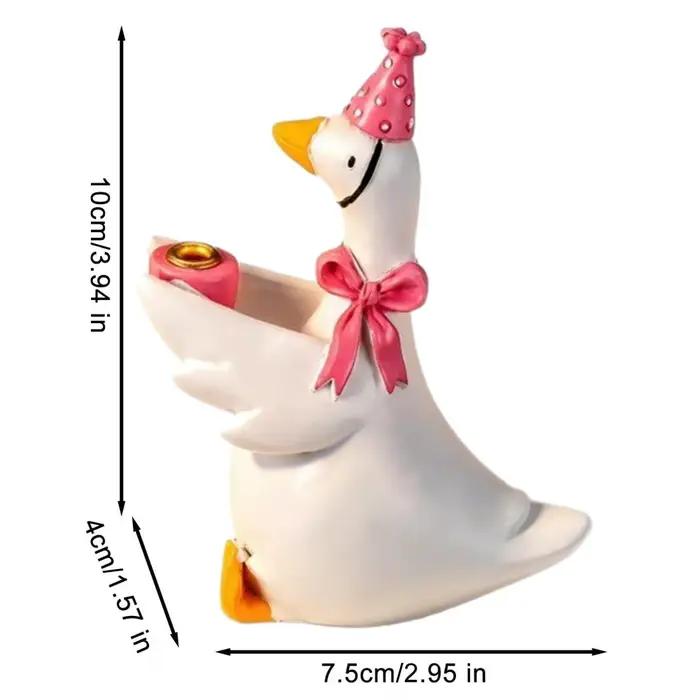Figurine de canard en résine mignonne à pois avec nœud