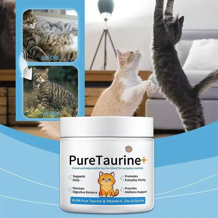 Taurine pour chats 200g – Complément en poudre pour soutenir la santé cardiaque et assurer une alimentation quotidienne