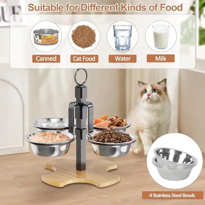 Ensemble d'alimentation et de boissons à hauteur réglable pour chiens et chats