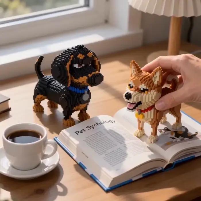 KNEW BUILT Shiba Inu chiens modèle Micro Mini blocs de construction: jouets de loisirs éducatifs pour les cadeaux des amoureux des animaux de compagnie et décor Husky