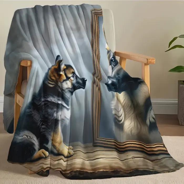 Couverture décorative à motif artistique de chien berger allemand pour canapé