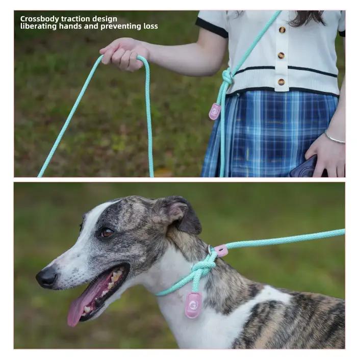 Corde de course réglable pour chien avec mains libres