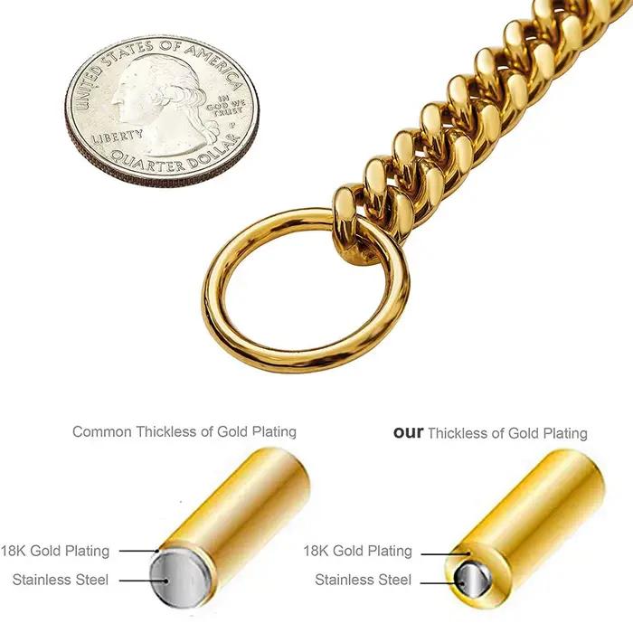 Collier de chaîne pour chien noir or 10MM lien cubain