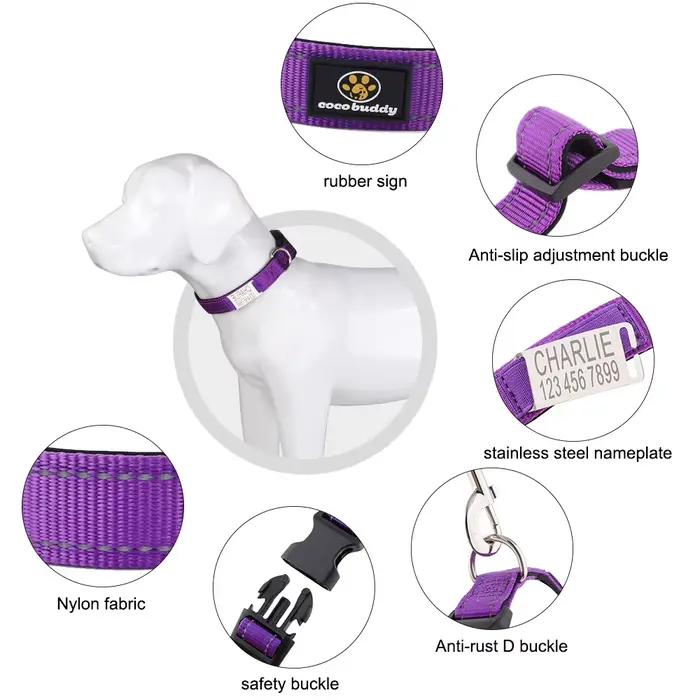 Colliers pour chiens personnalisés - Étiquettes d'identification gravées sur mesure avec matériau réfléchissant