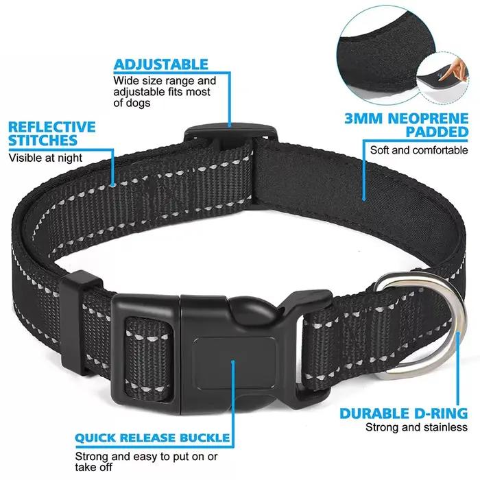 Collier réfléchissant réglable en nylon pour chiens et chats