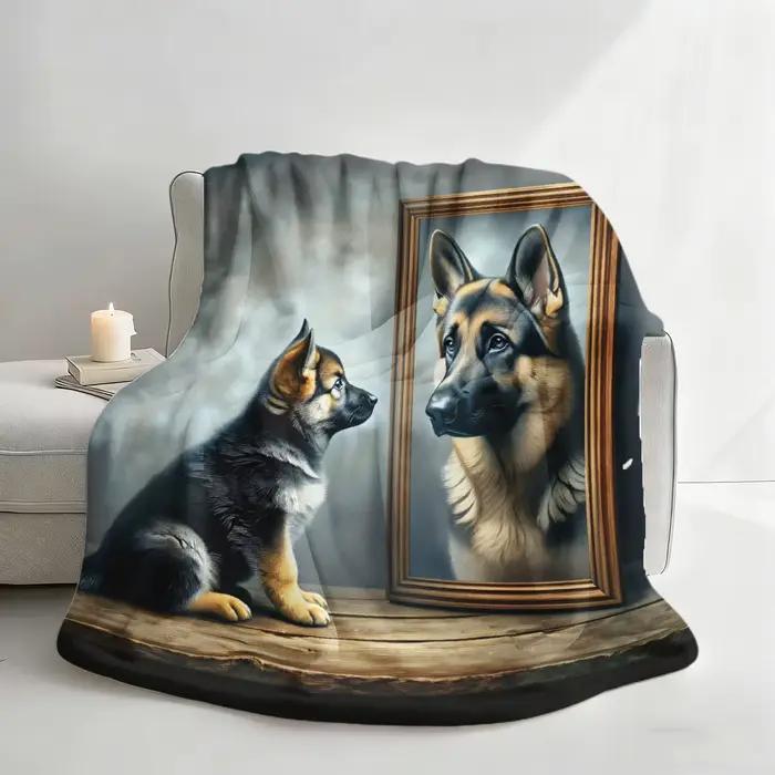 Couverture décorative à motif artistique de chien berger allemand pour canapé