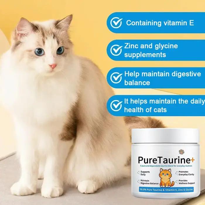 Taurine pour chats 200g – Complément en poudre pour soutenir la santé cardiaque et assurer une alimentation quotidienne