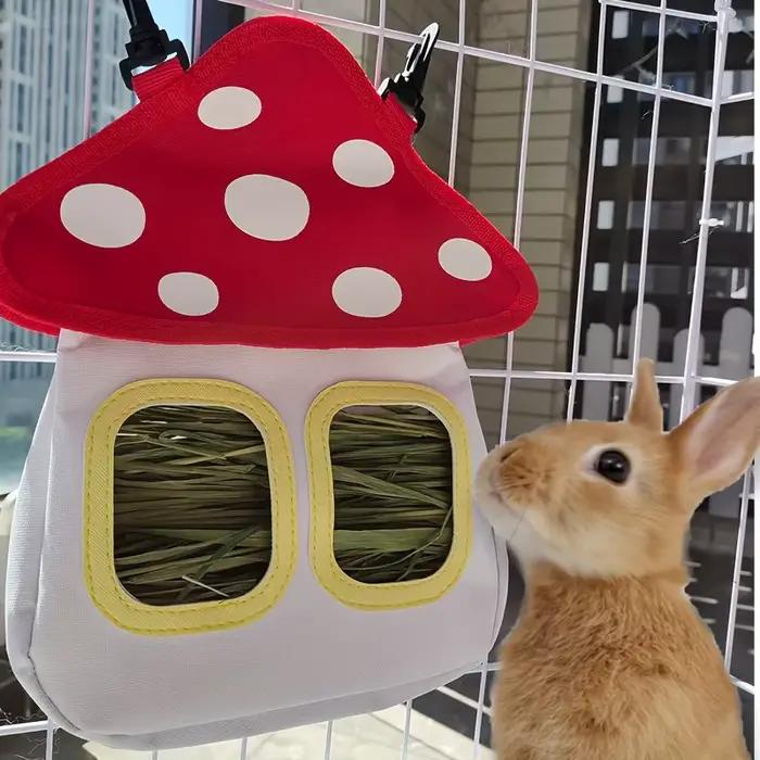 Mangeoire à foin en forme de champignon pour animaux de compagnie