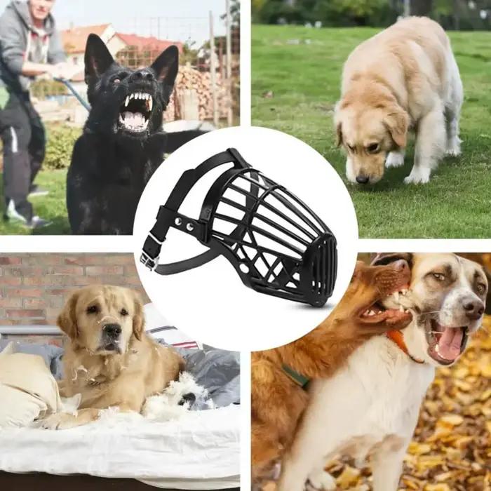 Panier de museau pour chien en plastique et cuir souple