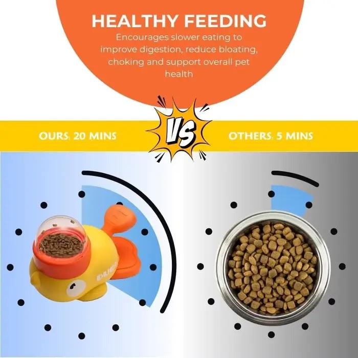 Distributeur de friandises pour animaux de compagnie en forme de canard jaune, jouets interactifs de puzzle, bol pour chien à alimentation lente, soulage l'ennui et favorise une digestion saine