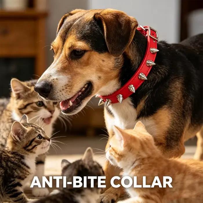 Collier pour chien en cuir clouté anti-morsure