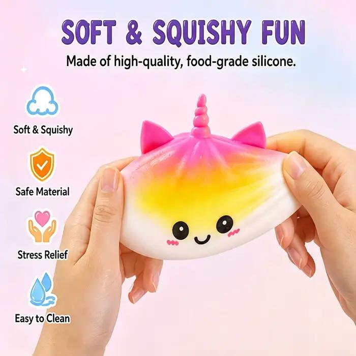Jouet Squishy Géant Licorne Bao Bun à Remontée Lente