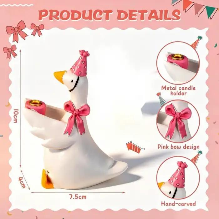 Figurine de canard en résine mignonne à pois avec nœud
