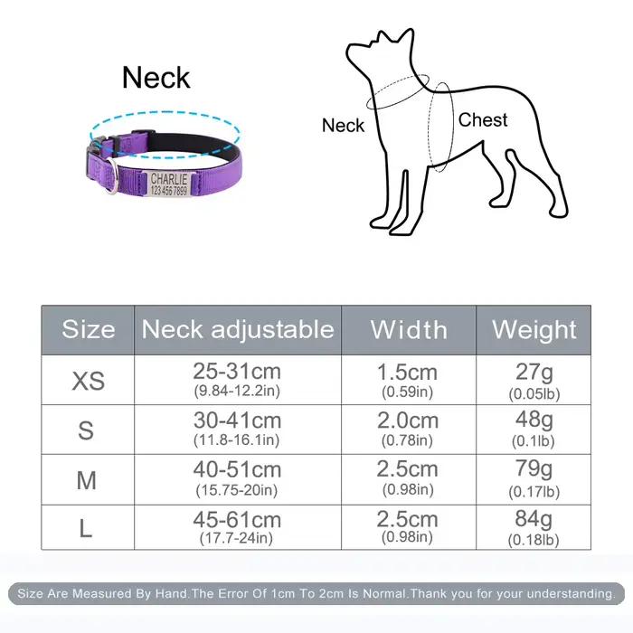 Colliers pour chiens personnalisés - Étiquettes d'identification gravées sur mesure avec matériau réfléchissant