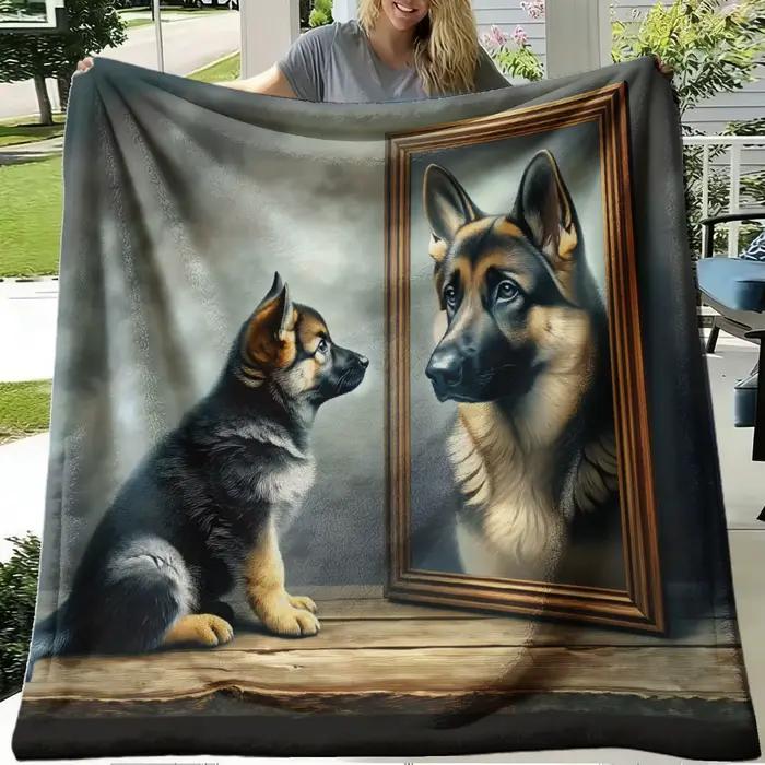 Couverture décorative à motif artistique de chien berger allemand pour canapé